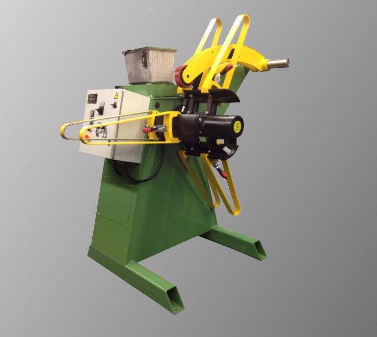 Abwickelhaspel 2000 kg Bandbreite 360- AD 1800 mm mit Antrieb, Hydraulik,Andruckarm und Frequenzgesteuerung