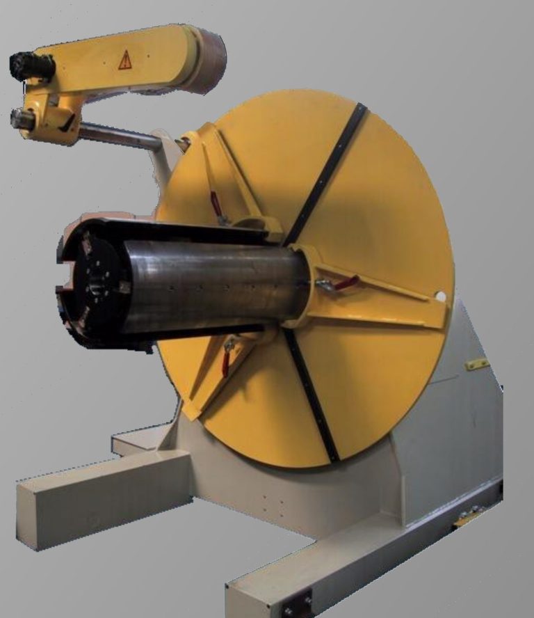 Abwickelhaspel ohne Antrieb Modell O80-800V-H-HA-AMA Abwickelhaspel ohne Antrieb für Bandbreite bis 800 mm / Coilgewicht 8000 Kg. Mit hydraulischer Spreizung und angetriebener Andruckrolle